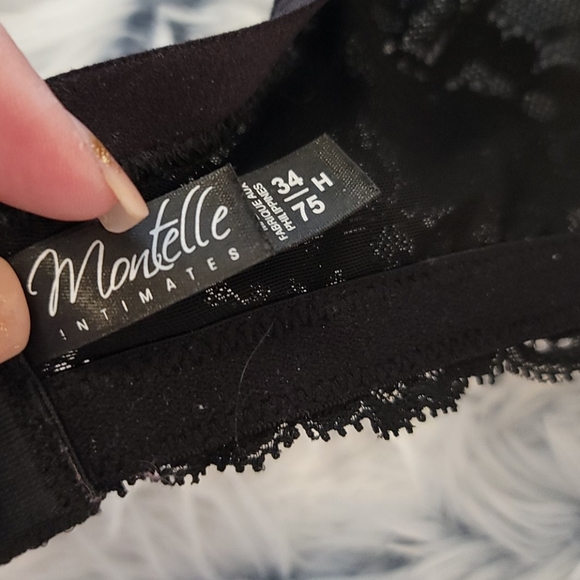 Montelle Intimates, sz 34H Black bra w/lace trim - Picture 5 of 7